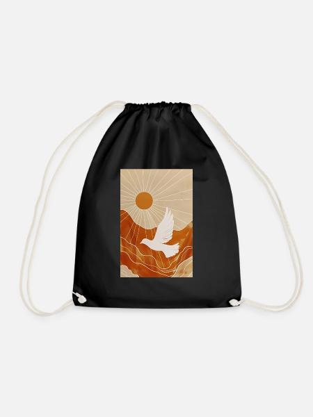 Minimalist Dove Wall Art, Digital Download - Drawstring Bag - black