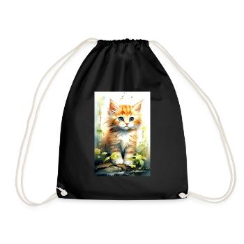 Cute and Lovely Kitten - Drawstring Bag - black - Front