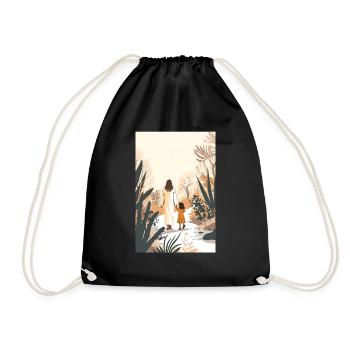 Jesus Christus Wandelt Mit Einem Mädchen, Komm - Turnbeutel - Schwarz - Vorne