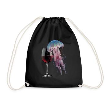 Quallen Wein - Turnbeutel - Schwarz - Vorne