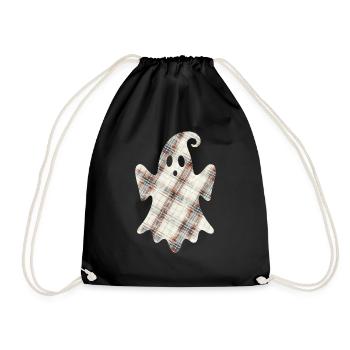 Cute Ghost Scotland Ghost Tartan Halloween - Drawstring Bag - black - Front