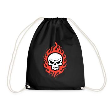 Skull in flames - Drawstring Bag - black - Front