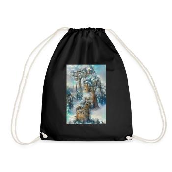 Winter Wonderland Schloss Winter Wonderland Castle - Drawstring Bag - black - Front