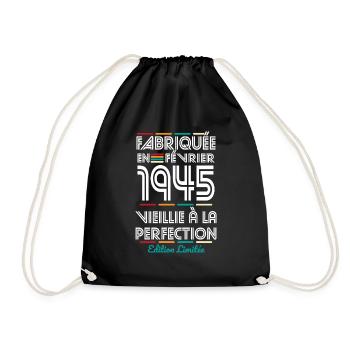 Anniversaire 80 ans - Fabriquée en Février 1945 - Sac de sport léger - noir - Devant