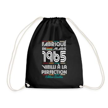 60th Anniversary - Made in March 1965 - Drawstring Bag - black - Front