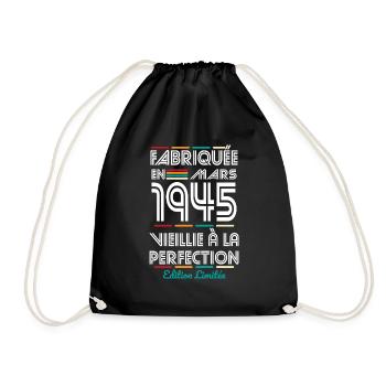 Anniversaire 80 ans - Fabriquée en Mars 1945 - Sac de sport léger - noir - Devant
