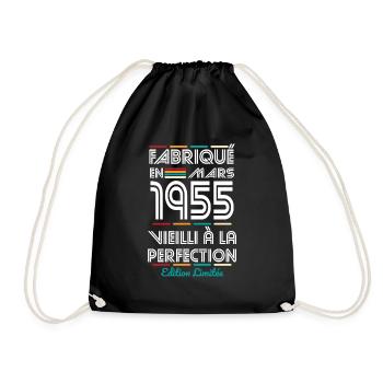 70 Year Anniversary - Made in March 1955 - Drawstring Bag - black - Front