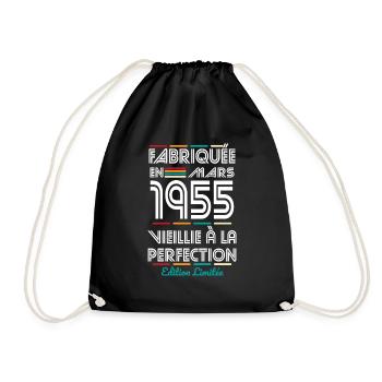 70th Anniversary - Made in March 1955 - Drawstring Bag - black - Front