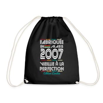 18 Year Anniversary - Made in March 2007 - Drawstring Bag - black - Front