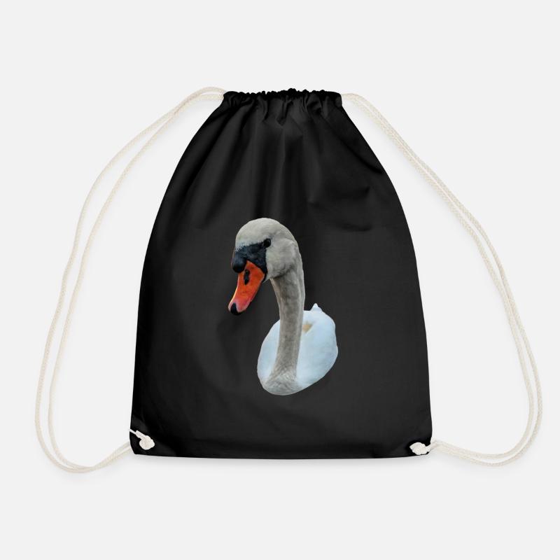 Staring Swan - Drawstring Bag - black