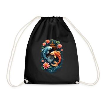 Koi Fishes - Drawstring Bag - black - Front