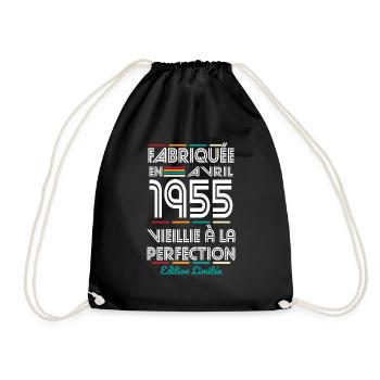Anniversaire 70 ans - Fabriquée en Avril 1955 - Sac de sport léger - noir - Devant