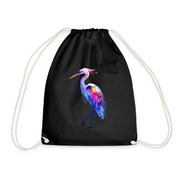 Reiher Vogel - Turnbeutel - Schwarz - Vorne