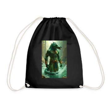 Sobek, crocodile-headed godin the Nil - Drawstring Bag - black - Front