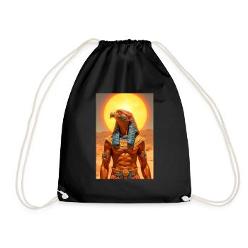 Ra, falcon-headed sun god with a glowing solar - Drawstring Bag - black - Front