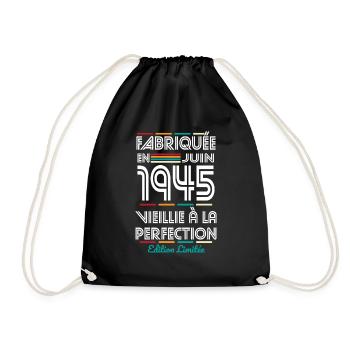 Anniversaire 80 ans - Fabriquée en Juin 1945 - Sac de sport léger - noir - Devant