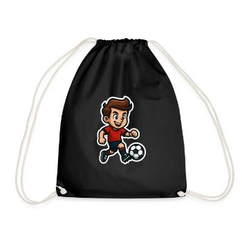 Soccer Hero – Cartoon Boy Kicking - Drawstring Bag - black - Front