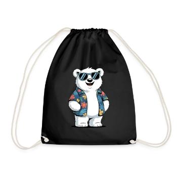 Funny Summer Polar Bear - Drawstring Bag - black - Front