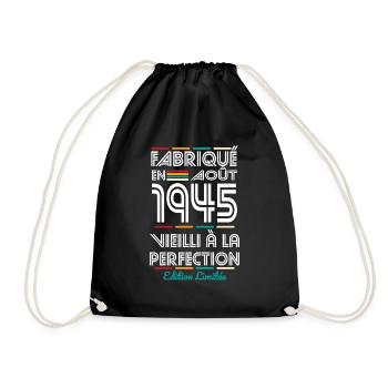 Anniversaire 80 ans - Fabriqué en Août 1945 - Sac de sport léger - noir - Devant