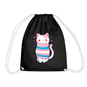 Transgender Katze Trans Kawaii LGBTQ+ Pride - Turnbeutel - Schwarz - Vorne