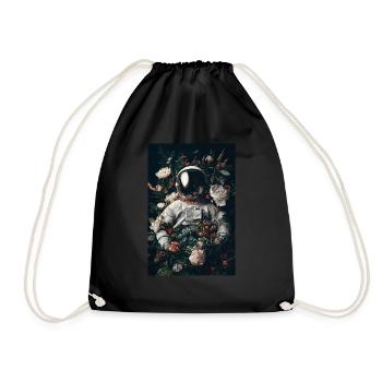 Astronaut in Bloom - Drawstring Bag - black - Front