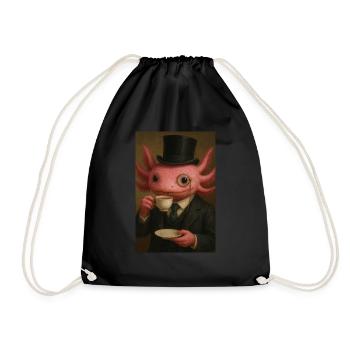 Gentleman Axolotl Tea Time - Turnbeutel - Schwarz - Vorne