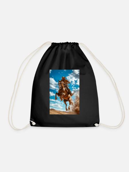 Epischer Cowboy-Sprung - Turnbeutel - Schwarz