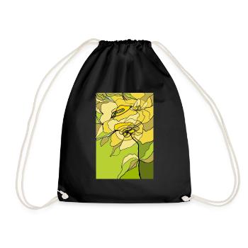 Blumen - Turnbeutel - Schwarz - Vorne