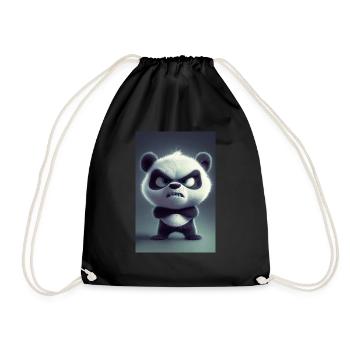 Grumpy Cartoon Panda Mood - Drawstring Bag - black - Front