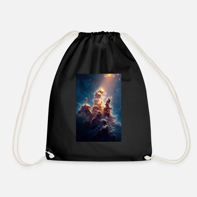 Heavenly Light Over Nebula Peaks - Drawstring Bag - black
