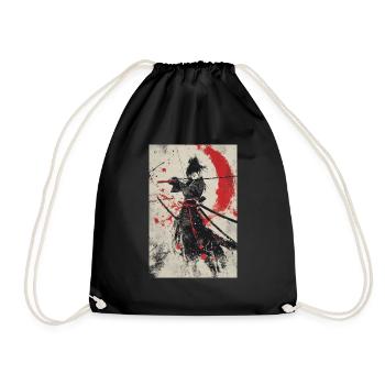 Samurai Spirit in Red and Black - Drawstring Bag - black - Front