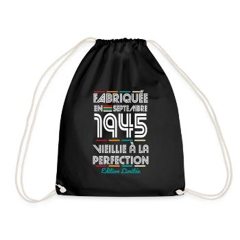 Anniversaire 80 ans - Fabriquée en Septembre 1945 - Sac de sport léger - noir - Devant