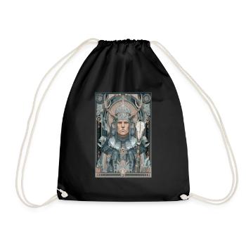 Antlered Warrior Art Nouveau - Drawstring Bag - black - Front
