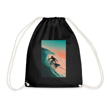 Sunset Wave Surfing - Drawstring Bag - black - Front
