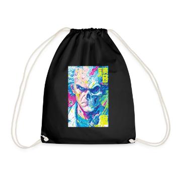 Moitié Humain Moitié Crâne Pop Art - Sac de sport léger - noir - Devant