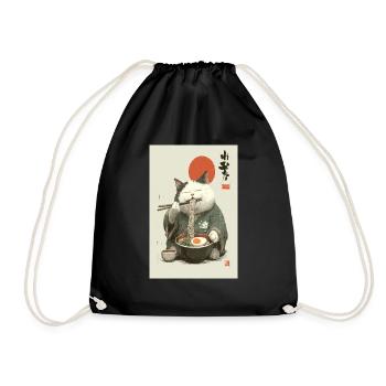 Chat samouraï sirotant des ramen - Sac de sport léger - noir - Devant