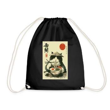 Chat samouraï dégustant des ramen - Sac de sport léger - noir - Devant
