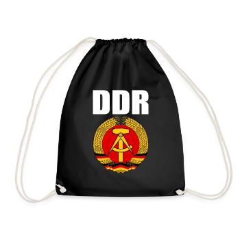 DDR Wappen mit weisser Schrift - Drawstring Bag - black - Front