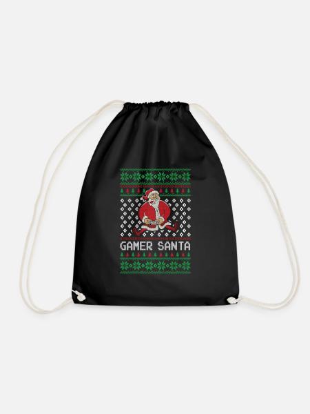 gamer Noël cadeau de Noël de chandail laid - Sac de sport léger - noir