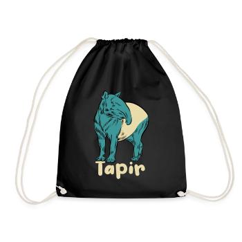 Tapir Strichzeichnung handgezeichnet - Geschenk - Turnbeutel - Schwarz - Vorne