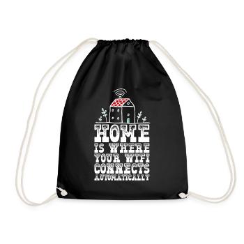 Home is where your wifi connects automatically - Drawstring Bag - black - Front
