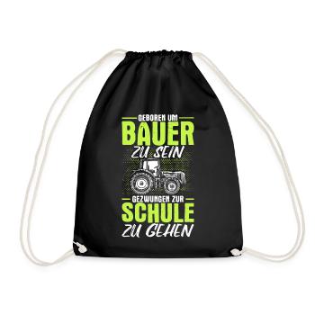 Landwirt Bauer Trecker Traktor Kinder Geschenk - Turnbeutel - Schwarz - Vorne