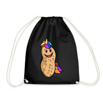 Peanut Unicorn Mythical Creature Mythical Animal Nut Fantasy - Drawstring Bag - black - Front