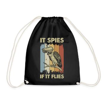 Vintage Spy Monitoring Guard Spy Bird - Drawstring Bag - black - Front
