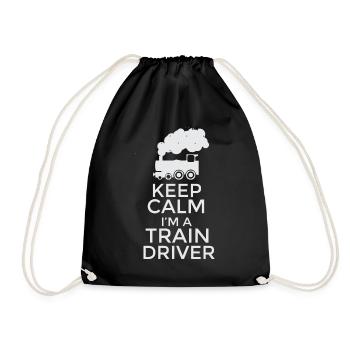 Keep Calm I'm a Train Driver T-Shirt Design - Drawstring Bag - black - Front