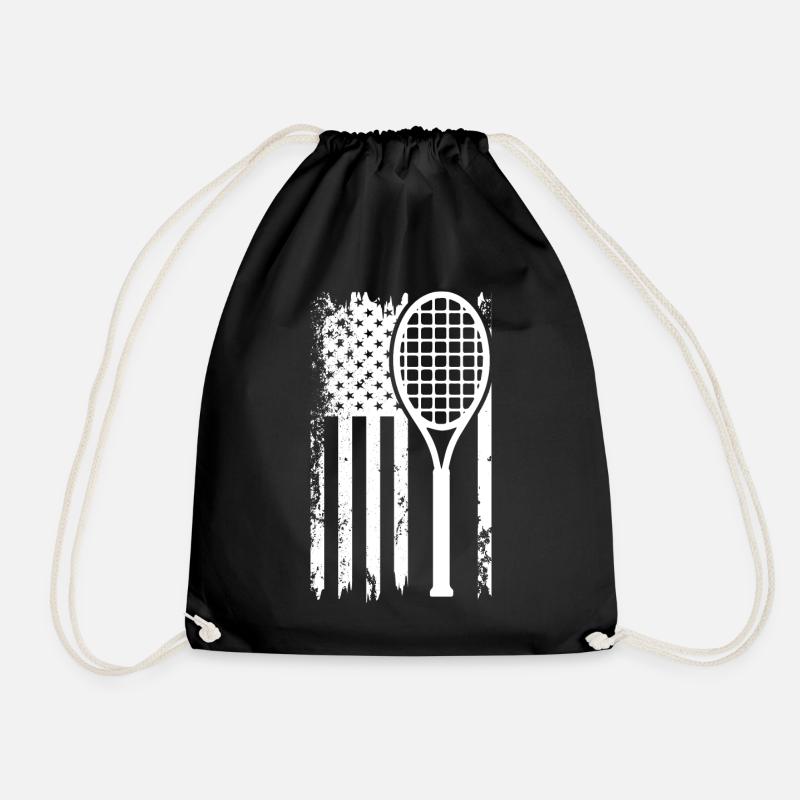 Tennisracket Flagge Retro-Print - Turnbeutel - Schwarz