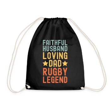 Husband Father Rugby Legend Father's Day Rugby - Drawstring Bag - black - Front