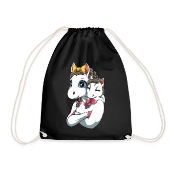 Liebevolles Einhorn mit Einhorn Kind für Einhorn - Turnbeutel - Schwarz - Vorne
