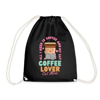 Amateur de café Cat Mama Café Chat kawaii - Sac de sport léger - noir - Devant