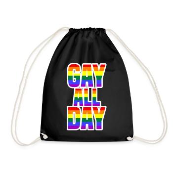 Gay All Day - Drawstring Bag - black - Front